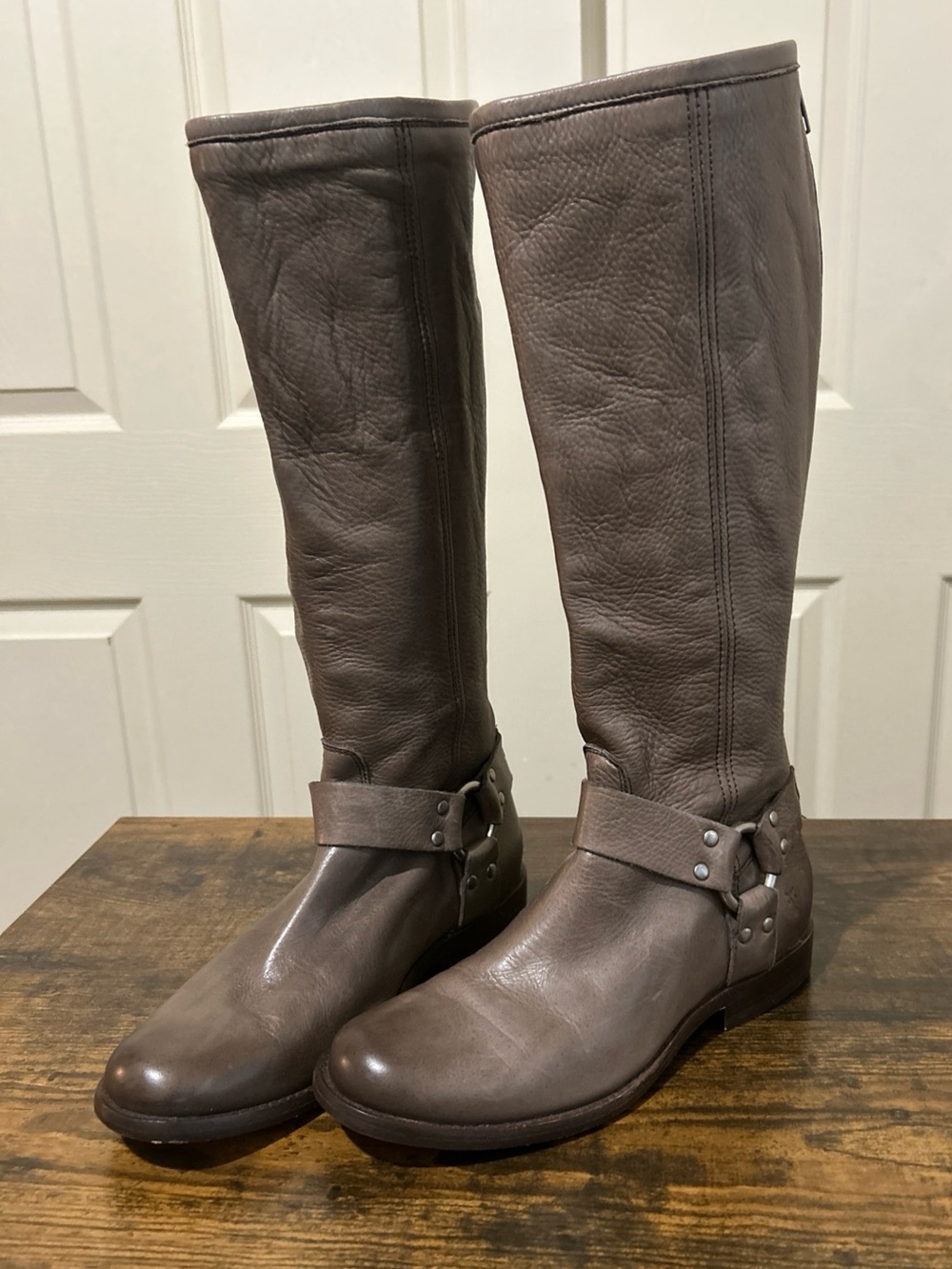 Frye Women's Gray Phillip Harness Tall Boot Sz. 6.5 B